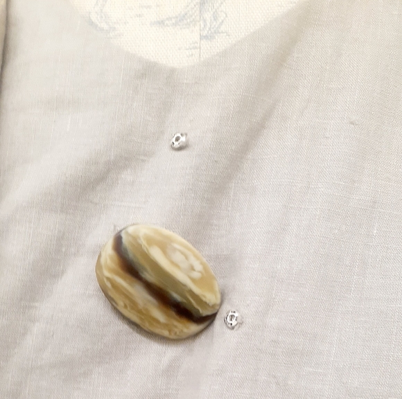 TAN Nude Linen  Asymetrical Blazer Curvy Button front detail Crop Jacket Sz 10 - Picture 9 of 14